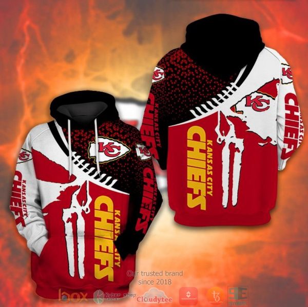 Kansas City Chiefs Nfl Punisher Skull 3D Hoodie