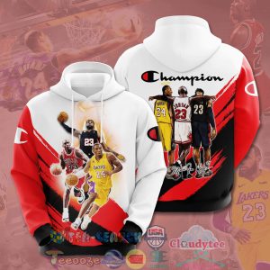 Kobe Bryant Michael Jordan Lebron James Champion Hoodie 3D