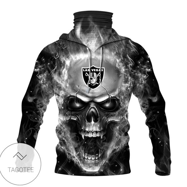 Las Vegas Raiders Skull Fire Black Mask Hoodie