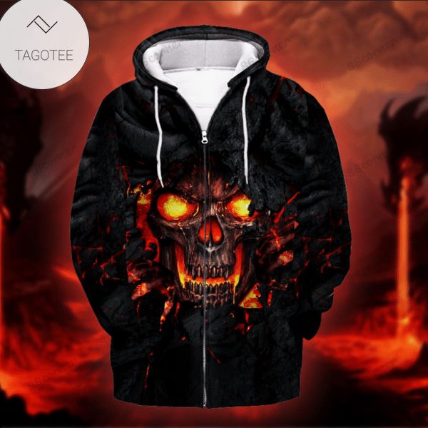 Lava Skull Red And Black 2022 Zip Hoodie