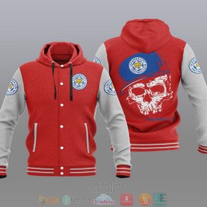 Leicester City Fc Skull Baseball Hoodie Jacket