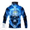 Los Angeles Chargers Skull Fire Blue Mask Hoodie