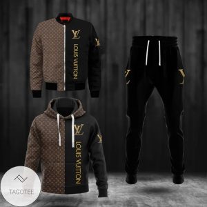 Louis Vuitton Brand Black Hoodie And Pants