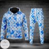 Louis Vuitton Brand Logo Over Printed Blue Hoodie And Pants