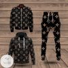 Louis Vuitton Brand Logo Printed Black Hoodie And Pants