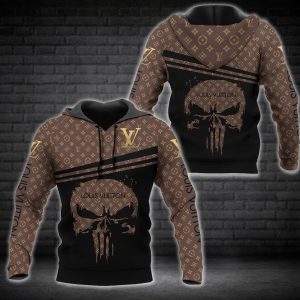 Louis Vuitton Punisher Skull Brown Pattern 3D Shirt