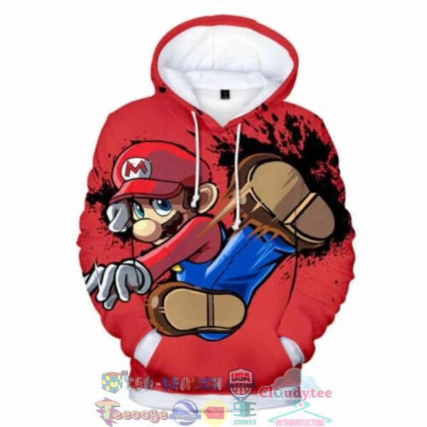 Mario Kicking Super Mario 3D Hoodie