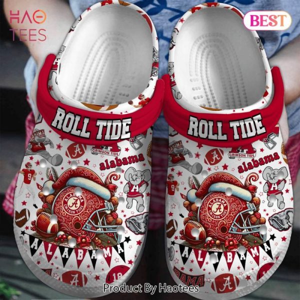 Merry Christmas Alabama Crimson Tide NCAA Sport Crocs Crocband Clogs Shoes Comfortable For Men Women and Kids