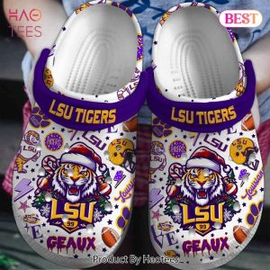 Merry Christmas LSU Tigers NCAA Sport Crocs Crocband Clogs Shoes Comfortable For Men Women and Kids