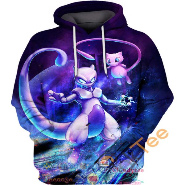 Mewtwo Psychic Attack Pokemon Hoodie 3D