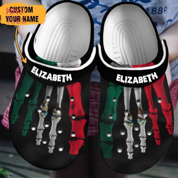 Mexican Foot Bones Personalized Clogs Shoes For Halloween