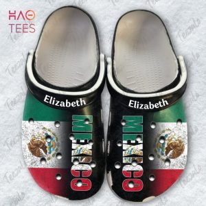 Mexico Personalized Crocs Shoes With A Half Flag