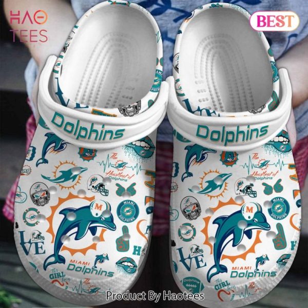 Miami Dolphins NFL Sport Crocs Crocband Clogs Shoes Comfortable For Men Women and Kids Exclusive