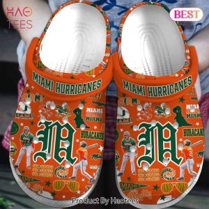 Miami Hurricanes NCAA Sport Crocs Crocband Clogs Shoes Comfortable For Men Women and Kids Exclusive