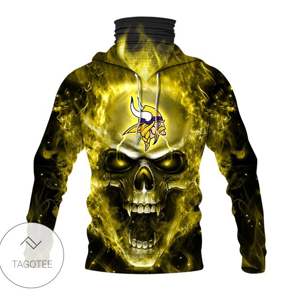 Minnesota Vikings Skull Fire Yellow Mask Hoodie