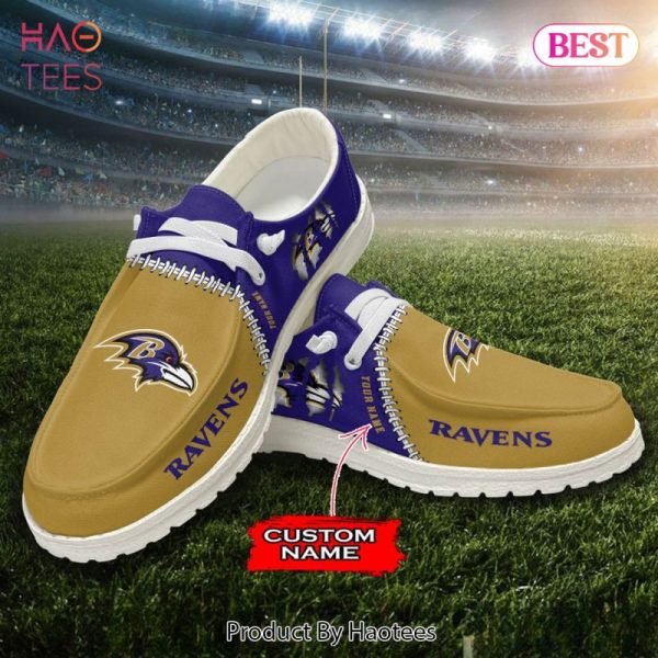 NFL Baltimore Ravens Custom Name Hey Dude Shoes