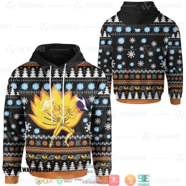 Naruto Shippuden Asura Kurama Mode Christmas Ugly Pattern Hoodie