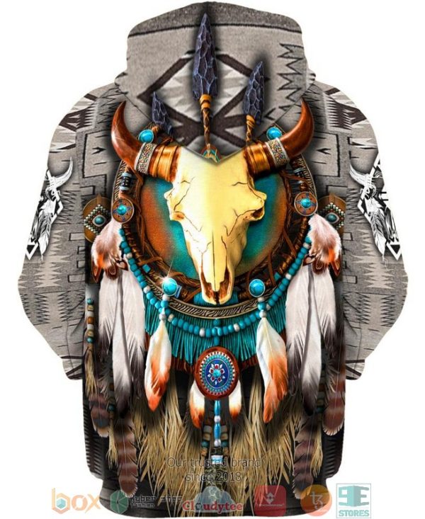 Native American Bison Skull Dreamcatcher 3D Hoodie