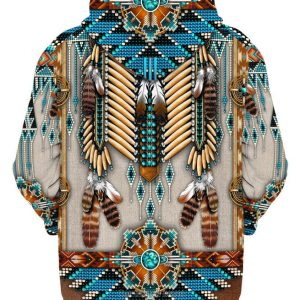 Native American Pattern Brown Grey 3D Hoodie