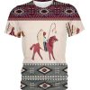 Native American Pattern Khaki Blue 3D Shirt