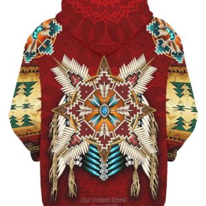 Native American Pattern Red 3D Hoodie