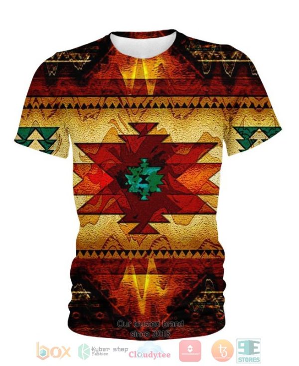 Native American Pattern Red Yellow 3D Shirt