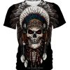 Native American Skull Black 3D Shirt