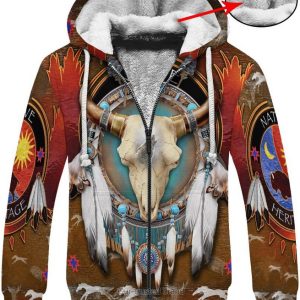 Native Bison Skull Brown 3D Shirt