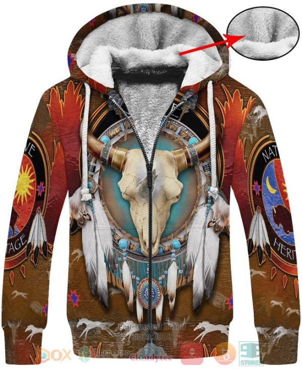 Native Bison Skull Brown 3D Shirt