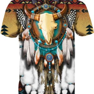 Native Bison Skull Dreamcatcher 3D Shirt