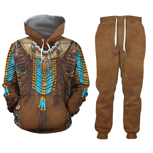 Native Brown 3D Hoodie And Sweatpants Set