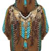 Native Fringed Motifs Brown 3D Hoodie