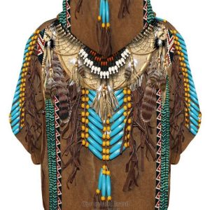 Native Fringed Motifs Brown 3D Hoodie