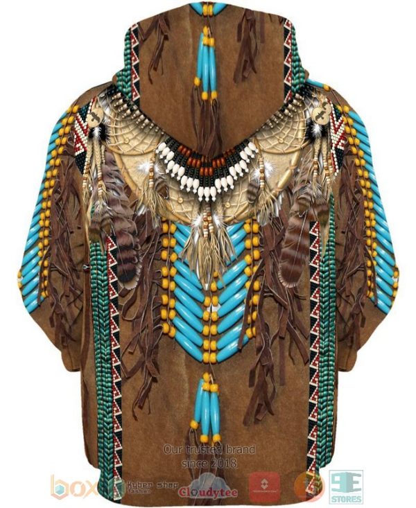 Native Fringed Motifs Brown 3D Hoodie