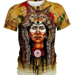 Native Fur Hat American 3D Shirt