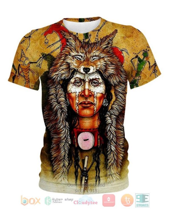 Native Fur Hat American 3D Shirt