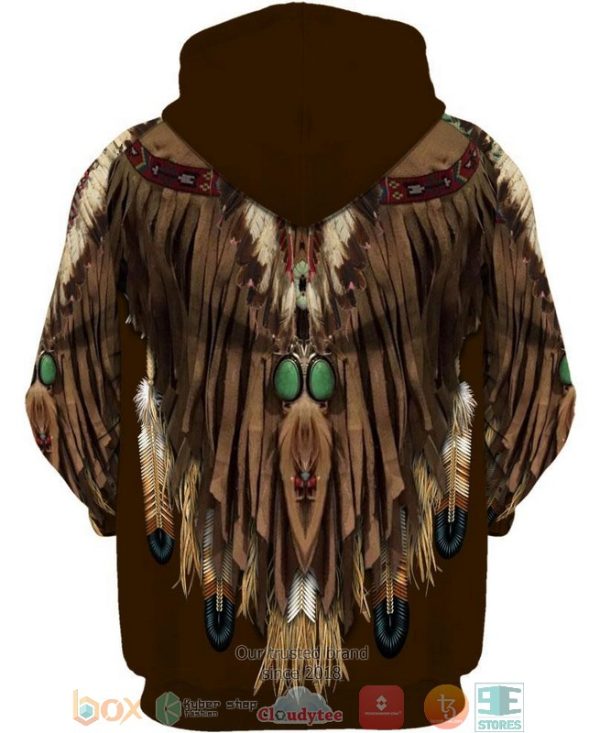 Native Pattern Dark Brown Suede 3D Hoodie