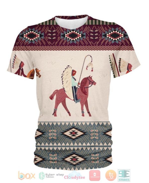 Native Pattern White Red 3D Shirt