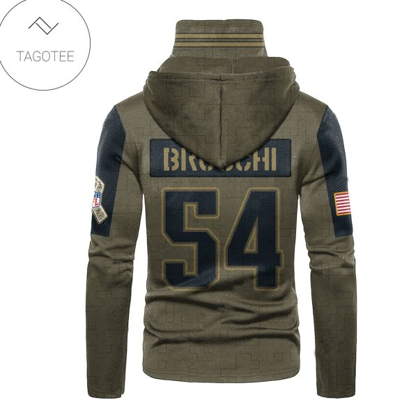 New England Patriots Number 54 Tedy Bruschi Mask Hoodie