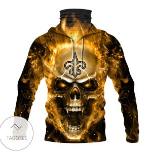 New Orleans Saints Skull Fire Mask Hoodie