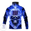 New York Giants Flag Skull Blue Fire Mask Hoodie