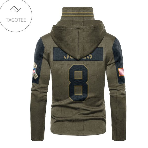 New York Giants Number 8 Daniel Jones Mask Hoodie