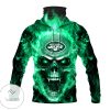 New York Jets Skull Green Fire Mask Hoodie