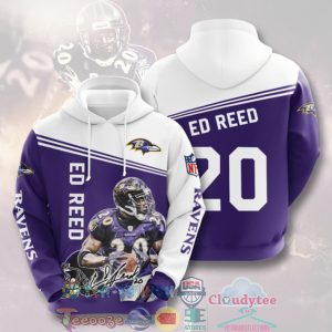 Nfl Baltimore Ravens Ed Reed 20 Hoodie 3D