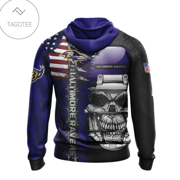 Nfl Baltimore Ravens Skull With Helmets 2022 Hoodie