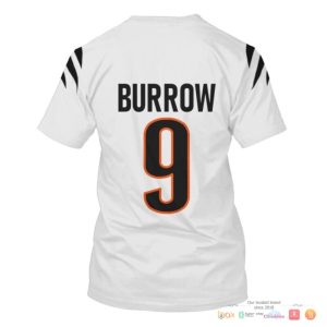 Nfl Burrow 9 Cincinnati Bengals White 3D Shirt