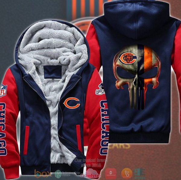 Nfl Chicago Bears Punisher Skull 3D Fleece Hoodie Jacket