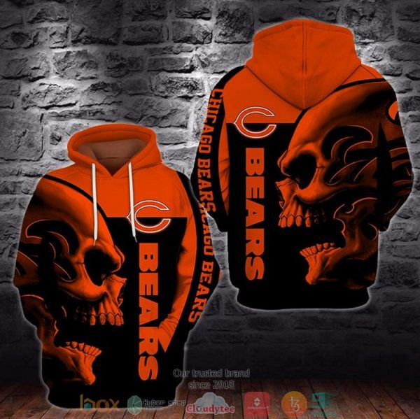 Nfl Chicago Bears Skull 3D Hoodie