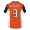 Nfl Cincinnati Bengals Burrow 9 Nike Black Orange 3D Shirt