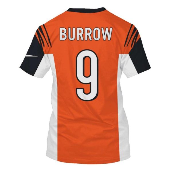 Nfl Cincinnati Bengals Burrow 9 Nike Black Orange 3D Shirt